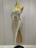Sexy Luxury Sparkly Sequin Tassel Two Piece Set Women Evening Party Birthday Singer Performan Costume Nightclub Girl Outfit