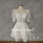 Puff rękawy kwadratowe aplikacje Tiul Mini suknia ślubna dla kobiet A-line zamek błyskawiczny