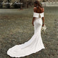 Pakaian Perkahwinan Bahu Putih Untuk Wanita Pengantin Duyung Simple Boho Pleat Bridal Gowns Court Train Vestidos de Novia
