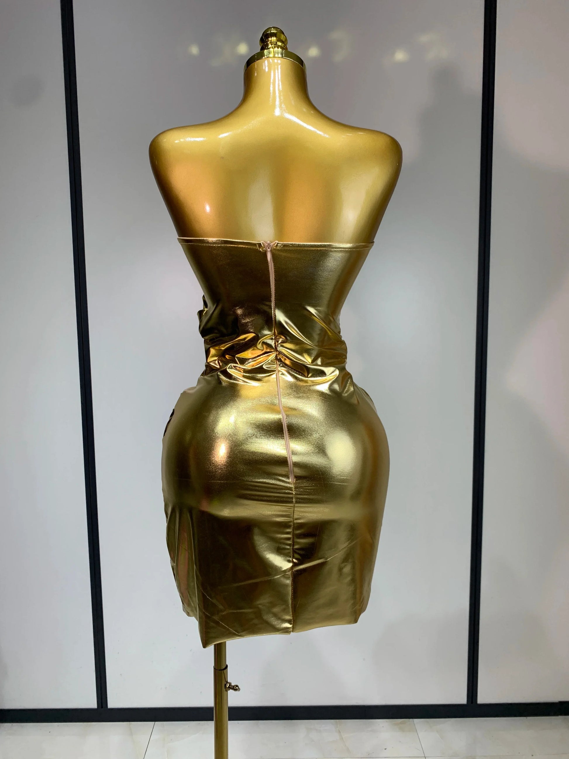Sparkly Rhinestone Sexy Strapless Bodycon Mini Dress Women Luxury Birthday Evening Party Celebrate Performance Stage Costume