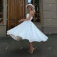 Shiny Short Wedding Dresses Sweetheart Simple Bridals Party Gowns Leg Slit Formal Evening Dresses for Women Bride Gowns