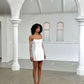 White Short Wedding Party Dresses Strapless Pearls Boning Brides Dresses after Wedding Evening Mini Bridal Prom Gowns