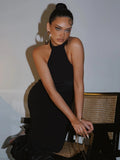 Women' Elegant Dress Black Bandage Stretch Female Clothing Celebrity Evening Party Long Gown Vestidos