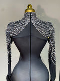 Women Sexy Nightclub Evening Party Drag Queen Singer Dancer Stage Performance Costume Luxury Rhinestone Stretch Jumpsuit