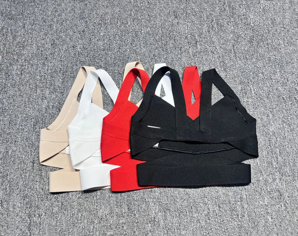 Casual Women'S Ultra Short Bandage Vest Spaghetti Strap Sleeveless Hollow Out Solid Color Backless Top Women'S Sports Vest