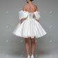 Robes de soirée de mariage courtes blanches, épaules dénudées, robes de bal, Mini robes de mariée, robes de soirée de mariée à lacets pour femmes