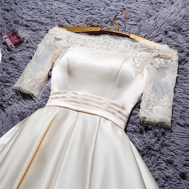 Vestidos de novia sexis con cuello barco para mujer, vestidos largos ajustados de encaje blanco para graduación, dama de honor, invitados de noche, fiesta de verano