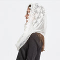 Lace Mantilla Veil For Church Floral Spanish Muslim Head Covering Shawl For Women White Chapel Catholic Veils For Wedding Bridal