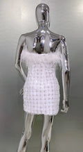 Luxury Feather Sequins Beading White Strapless Mini Dress Celebrity Birthday Party Evening Dress Wedding Party outfit
