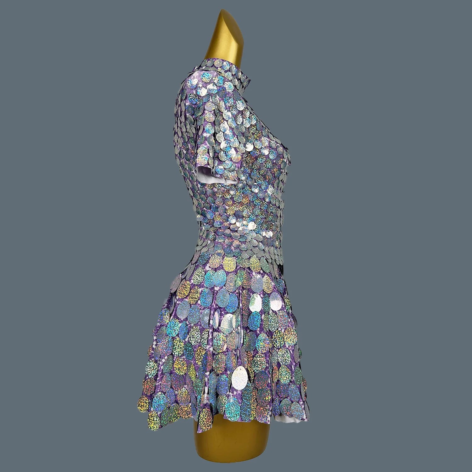 Multicolour Scalelike Sxey Dress for Women Fancy Club Stage Performance Wear Showgirl Celebrate Birthday Party Outfit Linpian