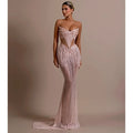 Shining Sequin Sexy Mesh See Through Strapless Ankle Length Dress Woman Evening Party Dress Celebrity Party Vestido