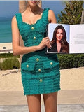Elegant Women's Button Design Dress Camisole Sleeveless Slimming Mini Dress Celebrity Cocktail Evening Party Vestidos
