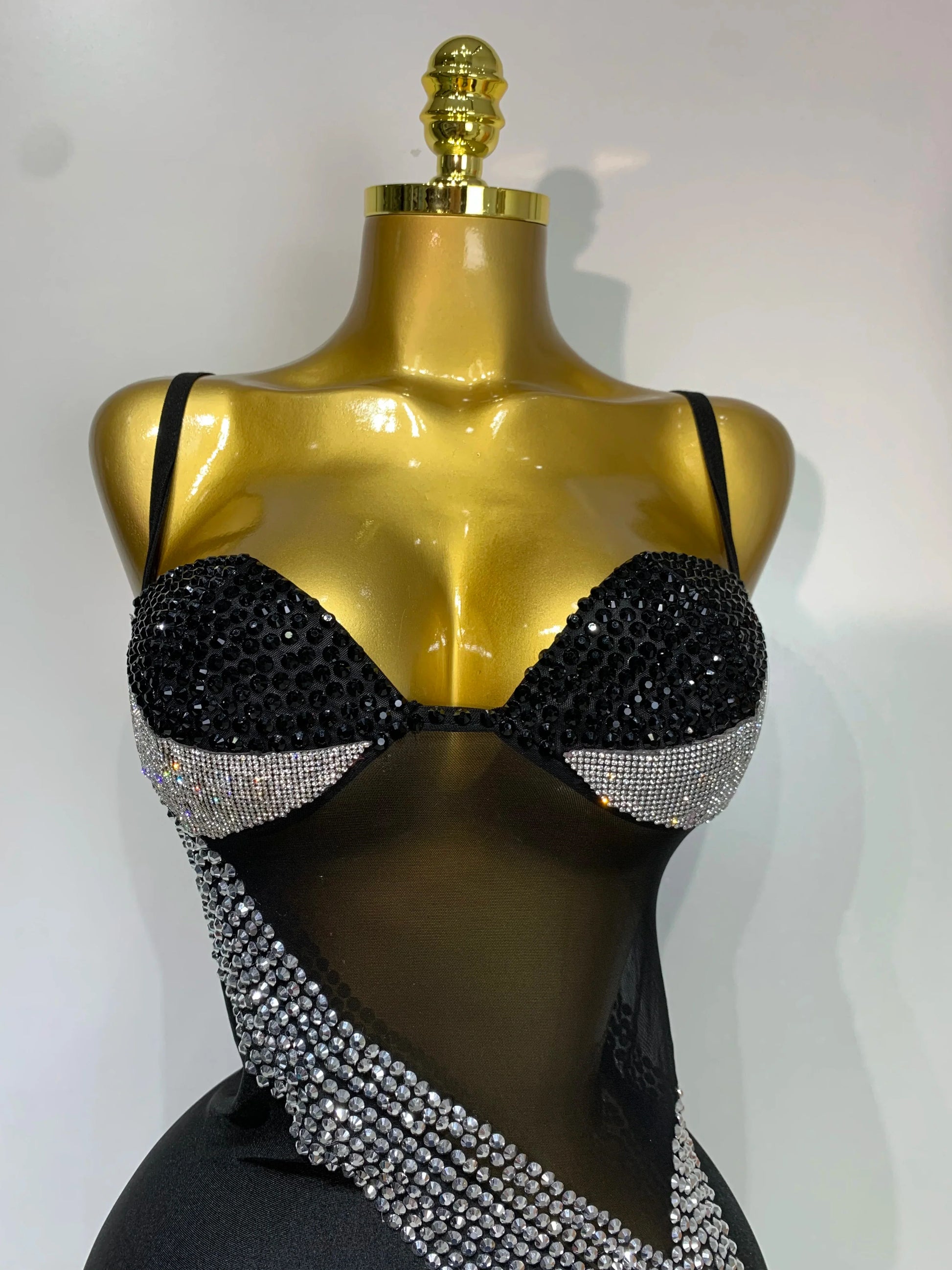 Sparkly Rhinestones Mesh Evening Party Dress Women Sexy Festival Celebrate Dj Nightclub Singer Stage Outfit Birthday Dress