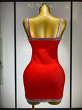 Women Sexy Black Red Sparkly Mini Bodycon Bandage Dress Sleeveless Luxury Diamonds Elegant Evening Club Party Birthday Dress