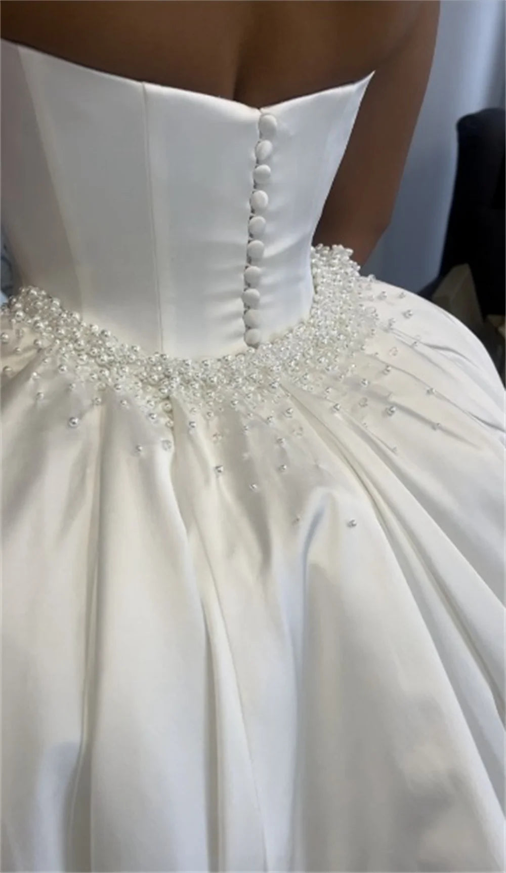 Vestidos de Fiesta blancos de satén de sirena, vestido de novia elegante sin mangas con cuello en forma de corazón, cola larga independiente