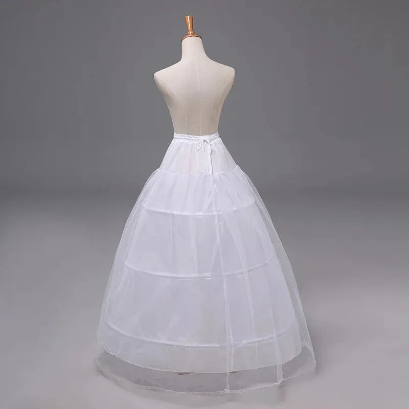 Bridal Acrylic Crocheted Petticoat 3-Hoop Crinoline Underskirt Slip for Wedding Prom WHITE
