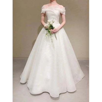 Elegant Off The Shoulder A Line Wedding Dresses Simple Long Vestidos De Novia New Sukienka Na Wesele Custom Made Plus Size