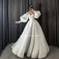 Brokatowy tiulowy suknia balowa szata de noiva sukienka ślubna Sweetheart Puff Rleeves Pleat Wedding Suknie plus rozmiar Amanda novias
