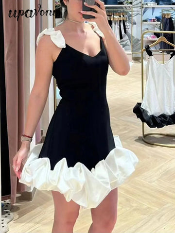 Sexy Women'S Patchwork Draped Design Bandage Dress Spaghetti Strap Sleeveless Bodycon Backless Midi Dress Party Vestidos