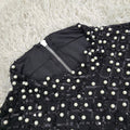 Women Long Sleeve Sexy Beading Tops 2 Pieces Bodycon Bandage Skirt Set Elegant Evening Party Celebrate Outfit