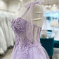 Lilac Short Prom Dresses Sweetheart Lace Applique Beaded Sequined Spaghetti Strap Ball Gown Mini Formal Party Evening Gowns