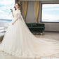 French Luxury White Boat Neck Wedding Dresses For Bride Elegant Sexy Puff Sleeve Long Prom Party Dress Women Vestidos