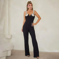 Shining Diamonds Sexy V-Neck Sleeveless Jumpsuit Graceful Woman Evening Party Outfit