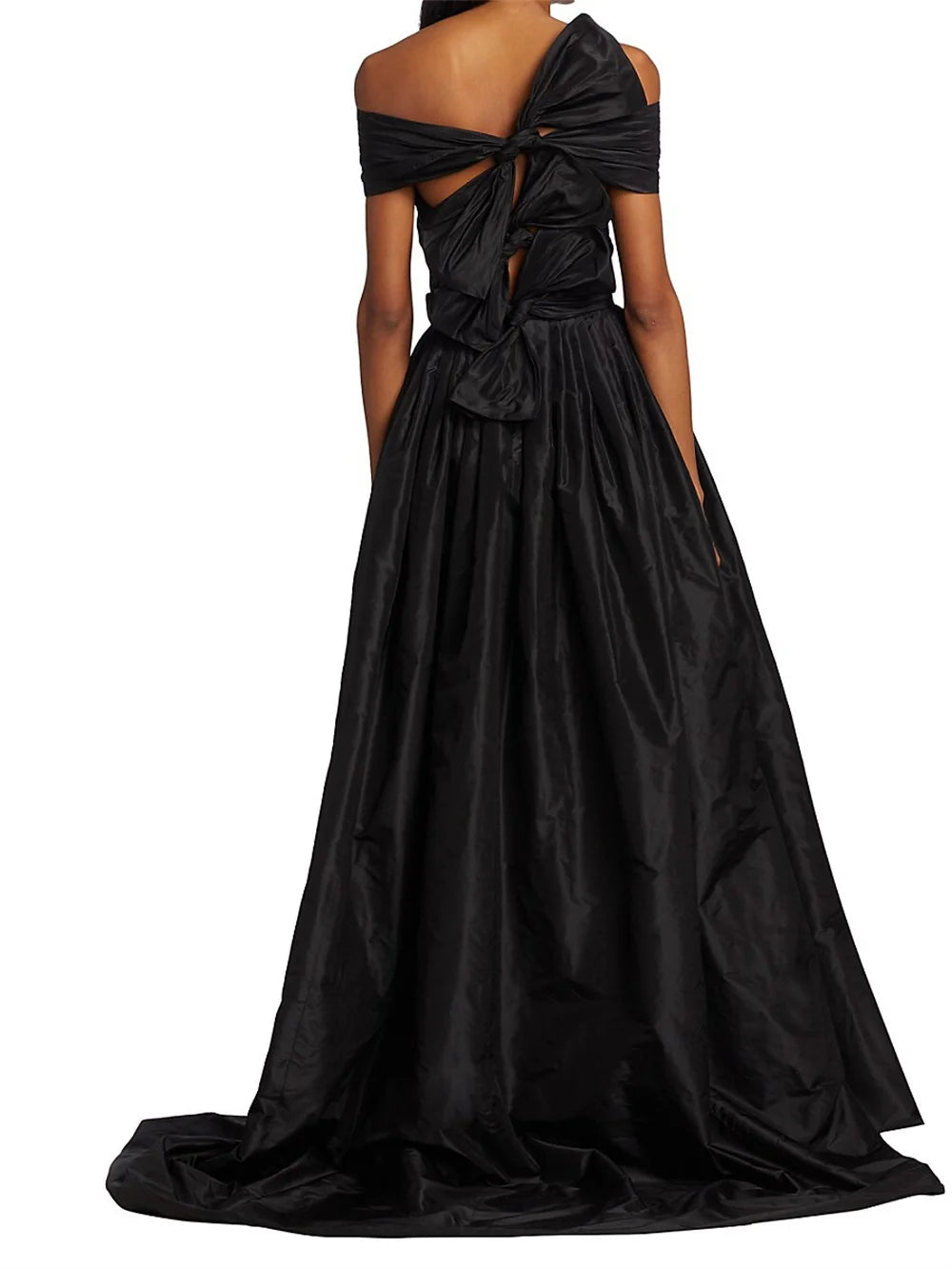 Black Satin Prom Dresses Off the Shoulder A-line فساتين السهرة Elegant Sleeveless Floor-Length vestidos verano moda