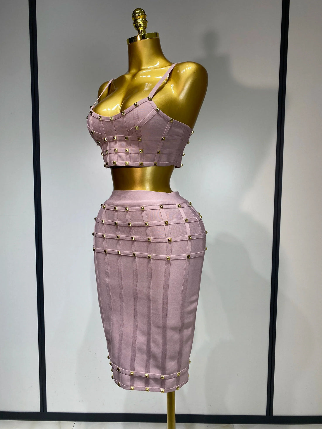 Women Sexy Luxury Birthday BandageTwo Piece Set Evening Party Prom Gown Celebirty High Street Club Party Outfit Pink