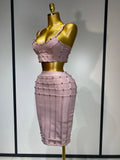Women Sexy Luxury Birthday BandageTwo Piece Set Evening Party Prom Gown Celebirty High Street Club Party Outfit