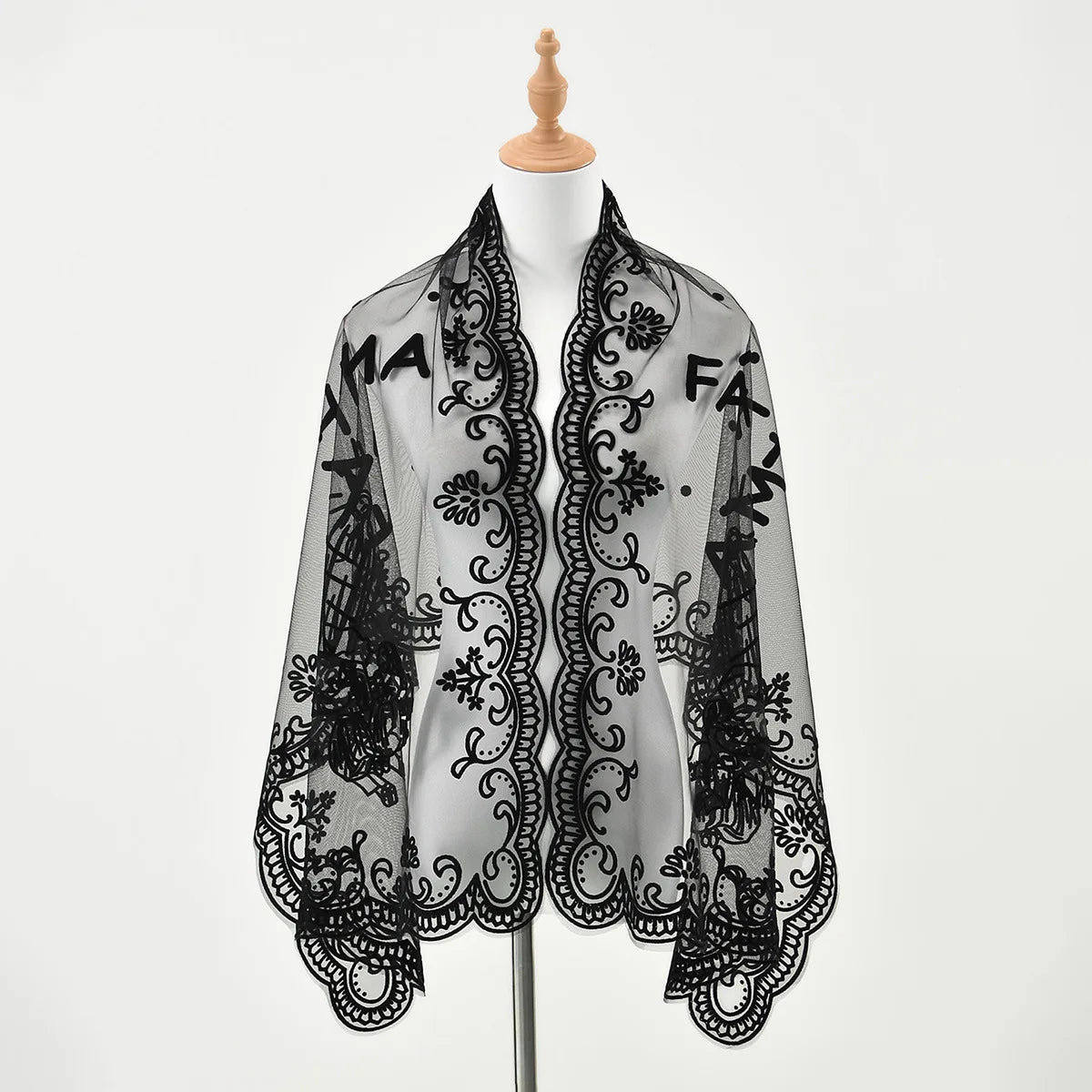 Lace Mantilla Veil For Church Spanish Church Head Covering Scarf Shawl For Women Black White Catholic Veils For Wedding Bride