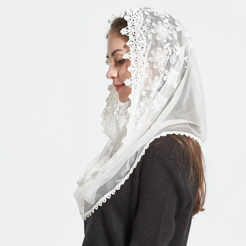 Lace Mantilla Veils For Church Muslim Head Covering Scarf Shawls For Women Spanish Chapel Catholic Veil Bridal Veils For Wedding