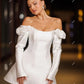 א-קו שמלות מסיבת חתונה קצרות מראש מהכתף 3D פרחים שמלות שמלות שרוולים ארוכים שמלת קוקטייל לנשים שמלות נשף