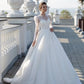 Sexy Wedding Dresses Exquisite Lace Applique Bridesmaid Dresses Elegant Long Sleeved Beach Fluffy Princess Style Evening Robes