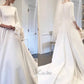 Una línea de vestidos de novia con manga tres cuartos Nuevo estilo Meghan Markle Bateau vintage Botones cubiertos en la espalda Novia simple