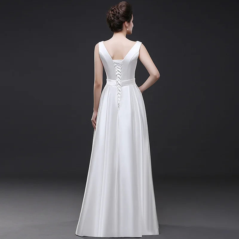 Robe de mariée en Satin blanc, Maxi, élégante, longue, pour bal, soirée, Cocktail, robes d'été pour femmes, Slim, robes de mariage