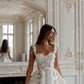 Elegante A-Linie-Hochzeitsfeier Kleider Schatz 3d Blumen Spitzenbrautkleider für Frauen ärmellose Cocktailkleider 2024