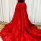 Wine Red Prom Dresses Shiny Sequins V-neck vestidos de noche Elegant Sleeveless Detachable Long Train Formal Evening