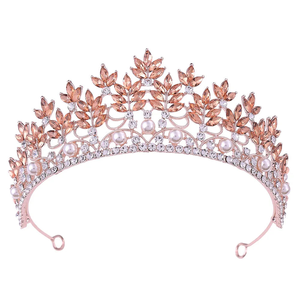 Baroque Crowns And Tiaras For Wedding Bride Hair Accessories Pearl Crystal Princess Queen Bridal Tiara Crown For Women Headdress as picture 4