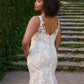 Plus Size Mermaid Lace Hochzeitskleid mit Hofzug Rückenfreie Brautkleider mit Champagnerfutter Plus Size Brautkleid