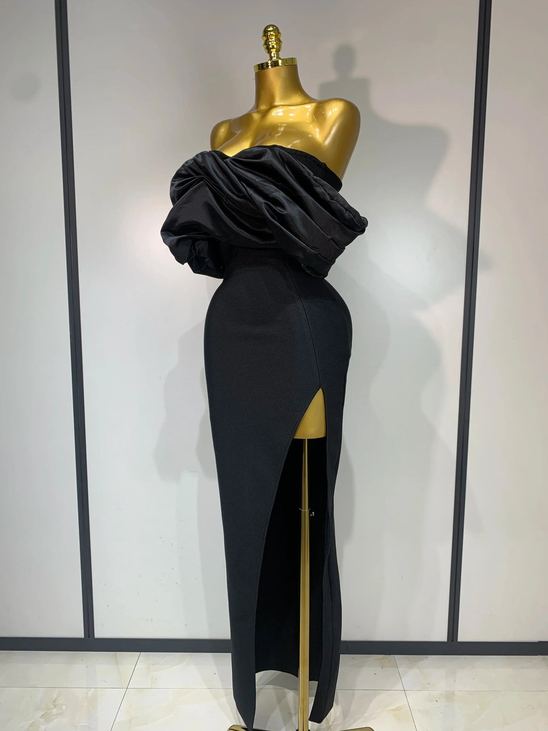 Women Sexy Off Shoulder Satin Patchwork Ruched Bodycon Bandage Dress Elegant wedding Guest Dress Evening Party Birthday Dress black