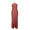 Opulent Fashion Halter Neck Sleeveless Dress for a High-End Black-Tie Event Evening Gown CORAL RED