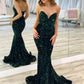 Sequined Sparkly Long Evening Dress Bling Mermaid Strapless V Neck Sweep Train Formal Party Prom Gowns Special Occasion