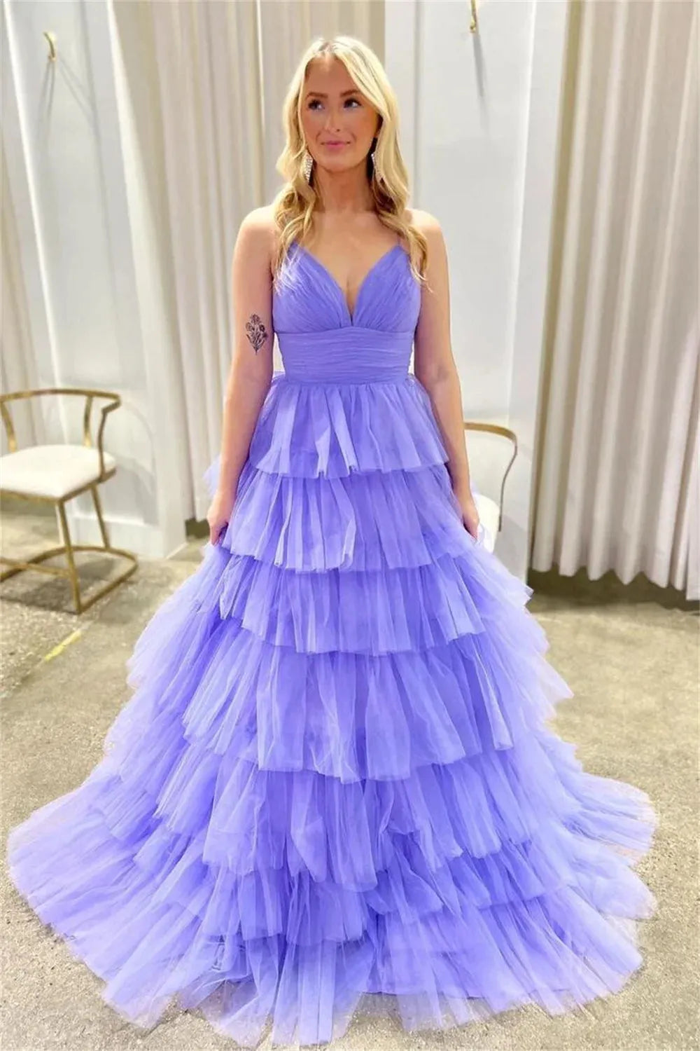 Spaghetti Strap V-neck Prom Dresses Tulle A-line vestidos de noche Elegant Sleeveless Floor-Length Formal Evening as pic 1