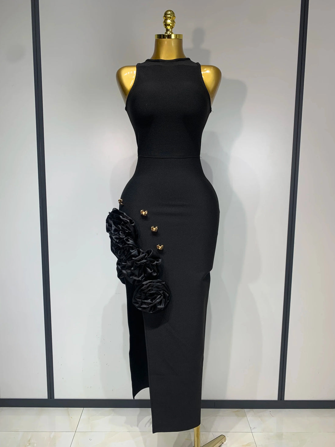 Women Fashion Celebrity Sexy Applique Black Long Bodycon Bandage Dress Elegant Evening Party Club Luxury Birthday Dresses black