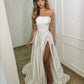 A-Line Elegant Wedding Dresses Strapless Stain Hihe Side Slit Brides Party Gowns for Women Evening Dresses Bespoke