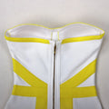 Sexy Women'S Yellow Striped Patchwork White Bandage Dress Strapless Sleeveless Backless Bodycon Mini Dresses Party Vestidos