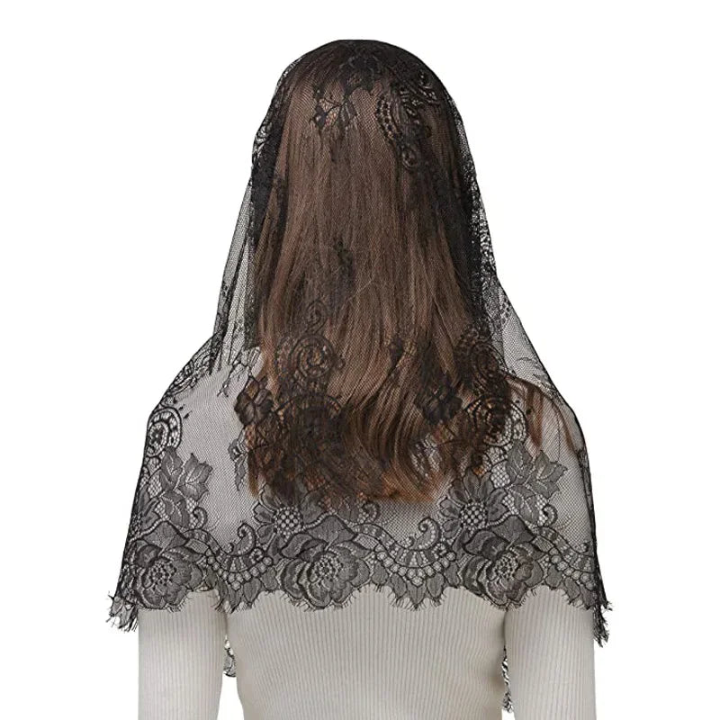 Lace Mantilla Veil For Church Latin Mass Spanish Style Lace Head Scarf Shawl White Black Catholic Chapel Veil For Wedding Bride