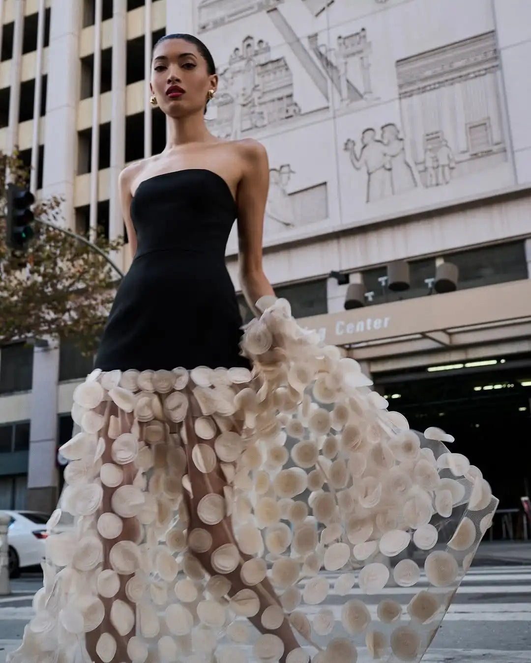 Summer Black Strapless Apricot Hound Piece See-through Long Dress Hem Celebrity Birthday Party Dress Wedding Party Vestido