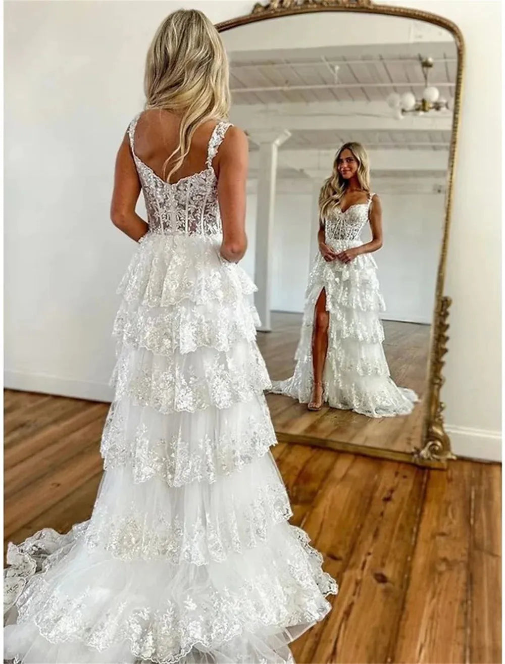 Princess Prom Dresses Heart Shaped Neck Mermaid فساتين السهرة Elegant Sleeveless Sexy Side High Split vestidos verano moda as pic 4